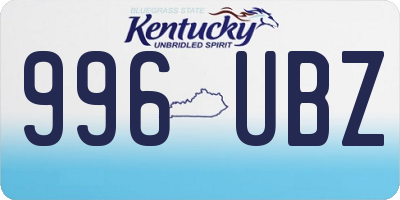 KY license plate 996UBZ