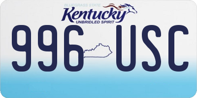 KY license plate 996USC