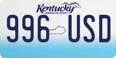 KY license plate 996USD