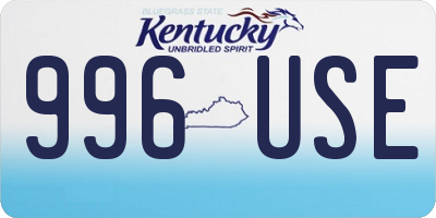 KY license plate 996USE