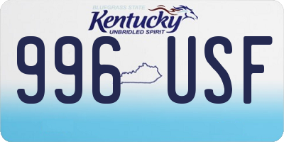 KY license plate 996USF