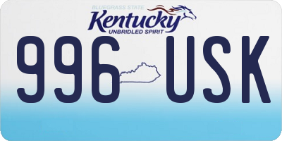 KY license plate 996USK