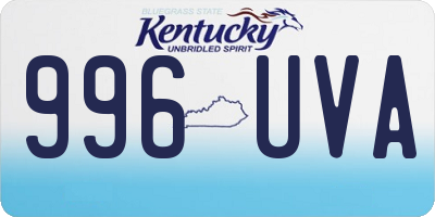 KY license plate 996UVA