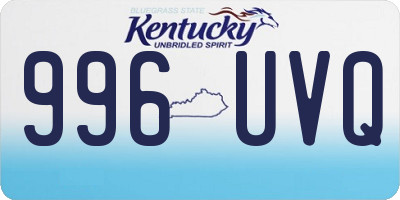 KY license plate 996UVQ