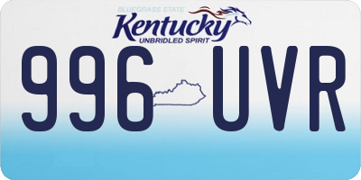 KY license plate 996UVR