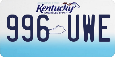 KY license plate 996UWE