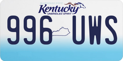 KY license plate 996UWS