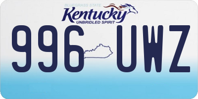 KY license plate 996UWZ