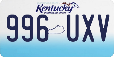 KY license plate 996UXV