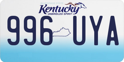 KY license plate 996UYA