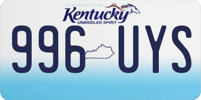 KY license plate 996UYS