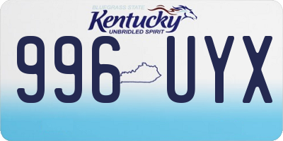 KY license plate 996UYX