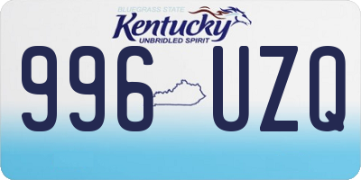 KY license plate 996UZQ