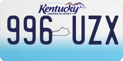 KY license plate 996UZX