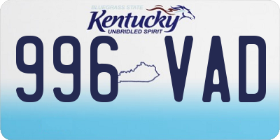 KY license plate 996VAD