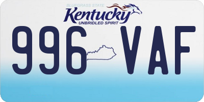 KY license plate 996VAF