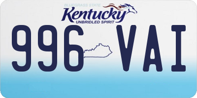 KY license plate 996VAI
