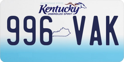 KY license plate 996VAK