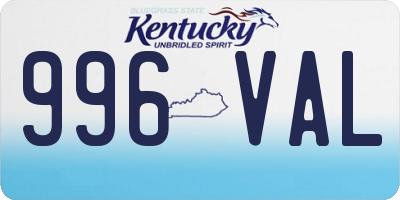 KY license plate 996VAL