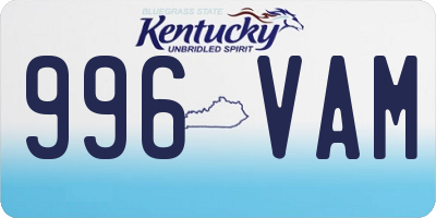 KY license plate 996VAM