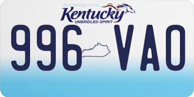 KY license plate 996VAO
