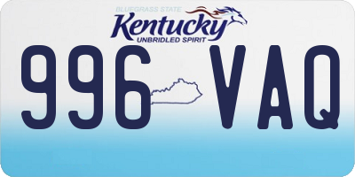 KY license plate 996VAQ