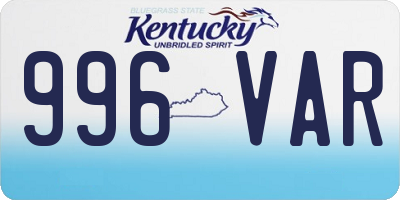 KY license plate 996VAR