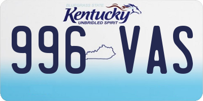 KY license plate 996VAS