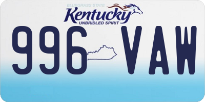KY license plate 996VAW