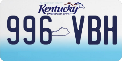 KY license plate 996VBH