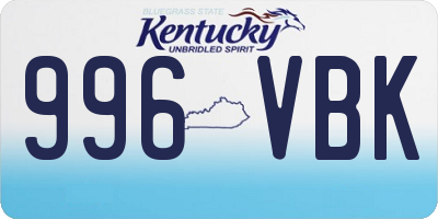 KY license plate 996VBK