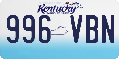 KY license plate 996VBN