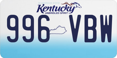 KY license plate 996VBW