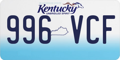 KY license plate 996VCF