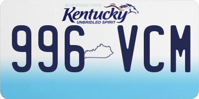 KY license plate 996VCM