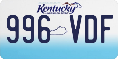 KY license plate 996VDF