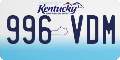 KY license plate 996VDM