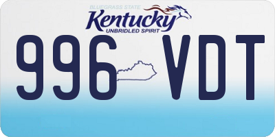 KY license plate 996VDT