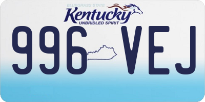 KY license plate 996VEJ
