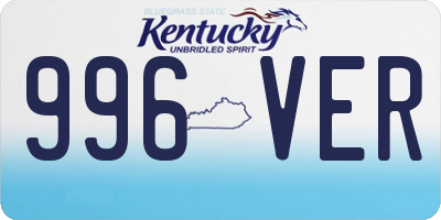 KY license plate 996VER