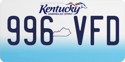 KY license plate 996VFD