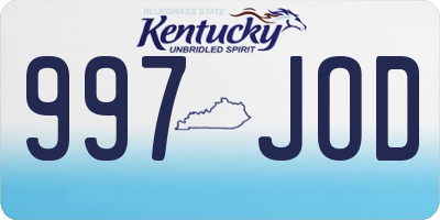 KY license plate 997JOD