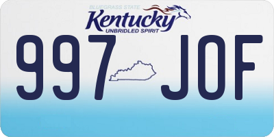 KY license plate 997JOF