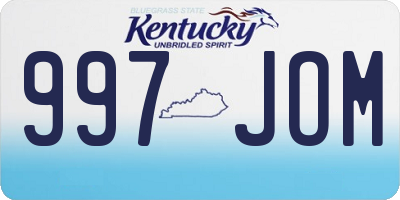 KY license plate 997JOM