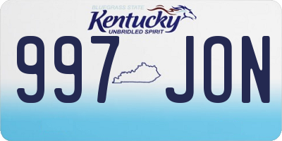 KY license plate 997JON