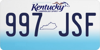 KY license plate 997JSF