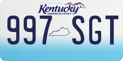 KY license plate 997SGT