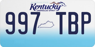 KY license plate 997TBP