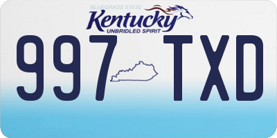 KY license plate 997TXD