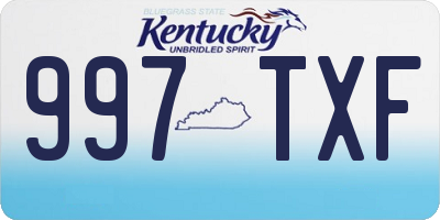 KY license plate 997TXF